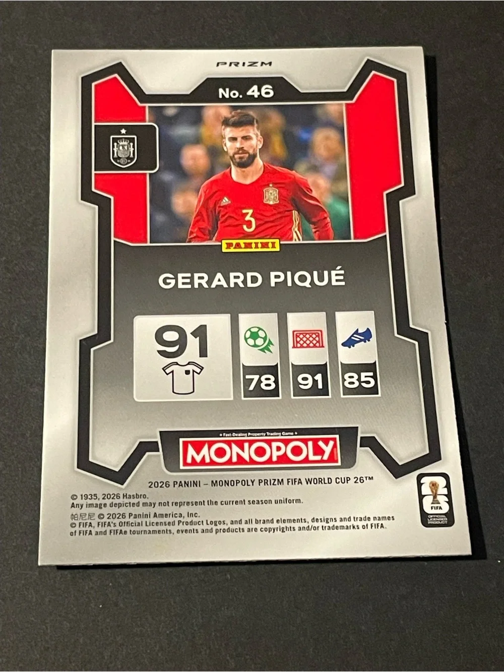 2026 Panini Prizm FIFA World Cup Cards #46 Gerard Piqué Spain Green Wave Card